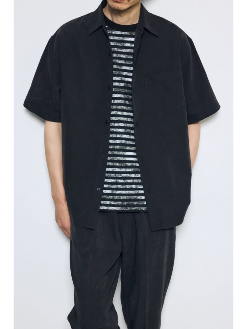 接触冷感フェイクスエード半袖シャツ AZUL BY MOUSSY アズールバイマウジー トップス シャツ・ブラウス ブラック グレー ベージュ【送料無料】[Rakuten Fashion]