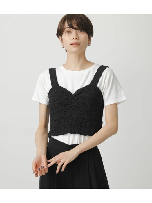 【SALE／55%OFF】GATHER BUSTIER SET TOPS AZUL by moussy アズールバイマウジー カットソー Tシャツ ホワイト ベージュ カーキ【RBA_E】[Rakuten Fashion]