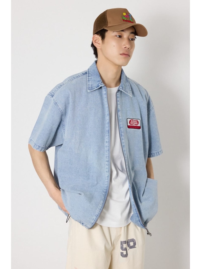 樂天商城 - Coolist Denim ZIPシャツ RODEO CROWNS WIDE BOWL ロデオクラウンズワイドボウル トップス シャツ・ブラウス グレー ネイビー【送料無料】[Rakuten Fashion]