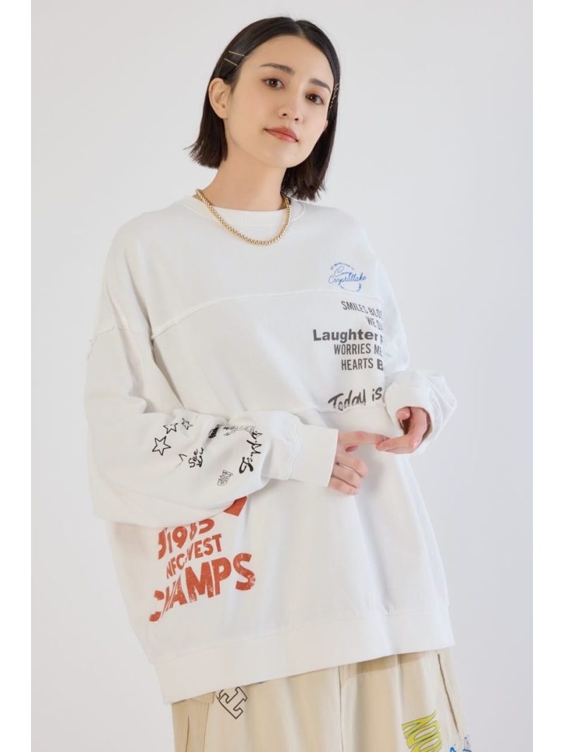 加工アウトシームスウェットトップス RODEO CROWNS WIDE BOWL ロデオクラウンズワイドボウル トップス スウェット・トレーナー ホワイト イエロー グレー【送料無料】[Rakuten Fashion]