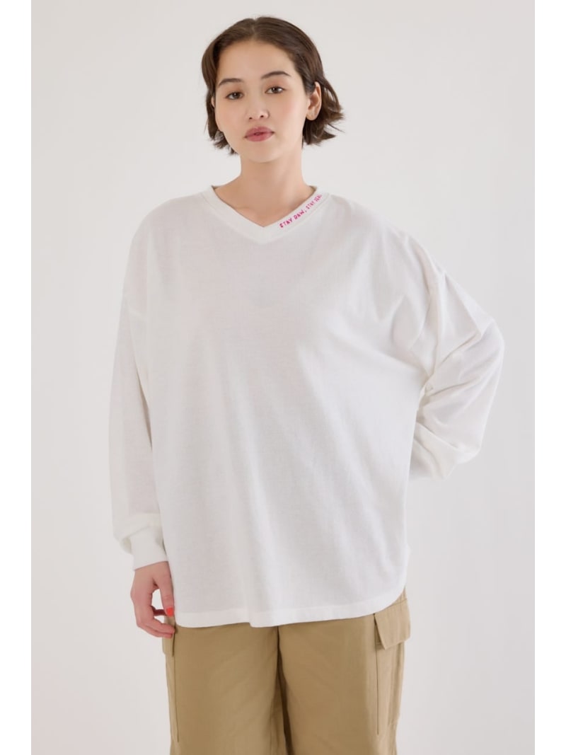 Rakuten - 【SALE／20%OFF】梨地VネックロングスリーブTシャツ RODEO CROWNS WIDE BOWL ロデオクラウンズワイドボウル トップス カットソー・Tシャツ グリーン ブラック ホワイト【RBA_E】[Rakuten Fashion]