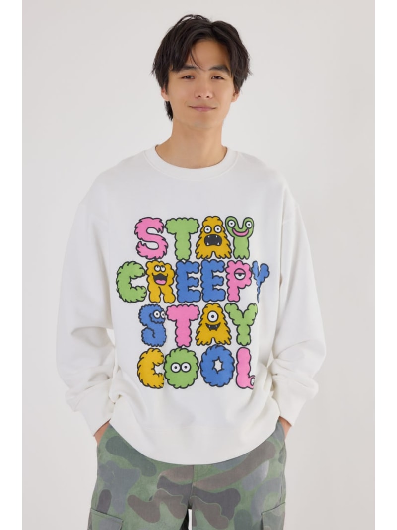 モンスターフォントスウェット RODEO CROWNS WIDE BOWL ロデオクラウンズワイドボウル トップス スウェット・トレーナー グレー ブラック ホワイト【送料無料】[Rakuten Fashion]