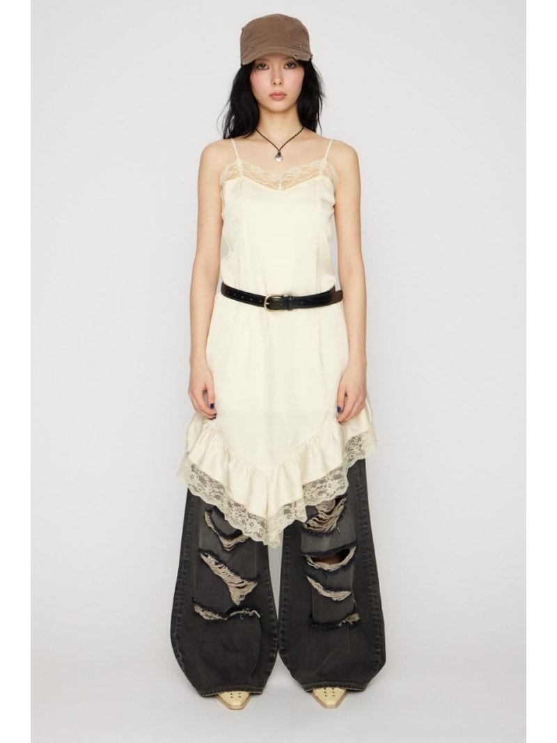 Rakuten - SATIN LACE CAMI ワンピース LAGUA GEM ラグア ジェム ワンピース・ドレス ワンピース ホワイト ブラック カーキグリーン【送料無料】[Rakuten Fashion]