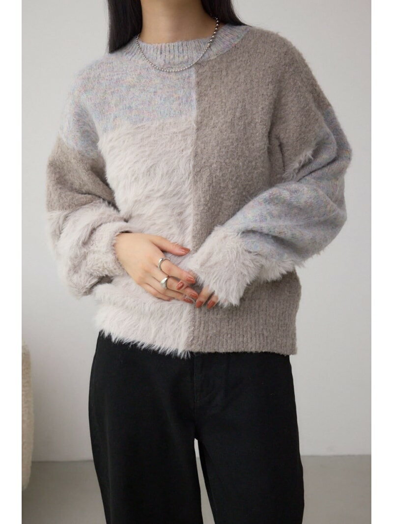 コンビネーションバイカラーニット AZUL BY MOUSSY アズールバイマウジー トップス ニット ブラック ピ..