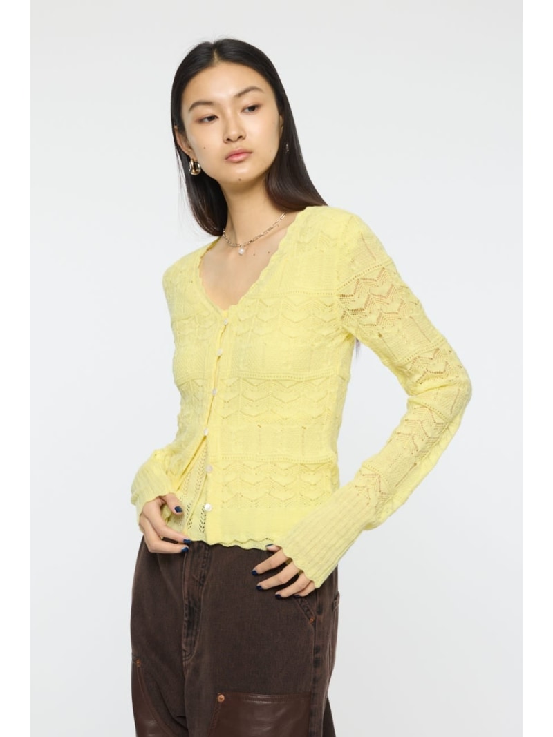 MIXED EYELET ENSEMBLE トップス MOUSSY マウジー トップス ニット グレー ネイビー イエロー【送料無料】[Rakuten Fashion]