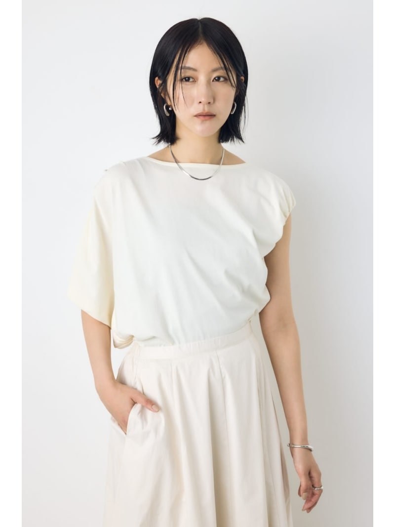 樂天商城 - 【接触冷感】アシンメトリードレープトップス AZUL BY MOUSSY アズールバイマウジー トップス カットソー・Tシャツ ホワイト ブラック[Rakuten Fashion]