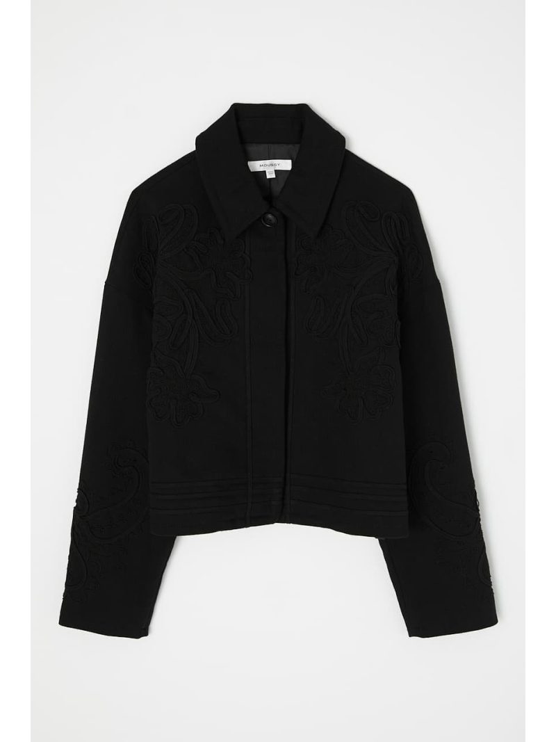 CORD EMBROIDERY ジャケット MOUSSY マウジー コート/ジャケット コート/ジャケットその他 ホワイト ブラック【送料無料】[Rakuten Fashion]