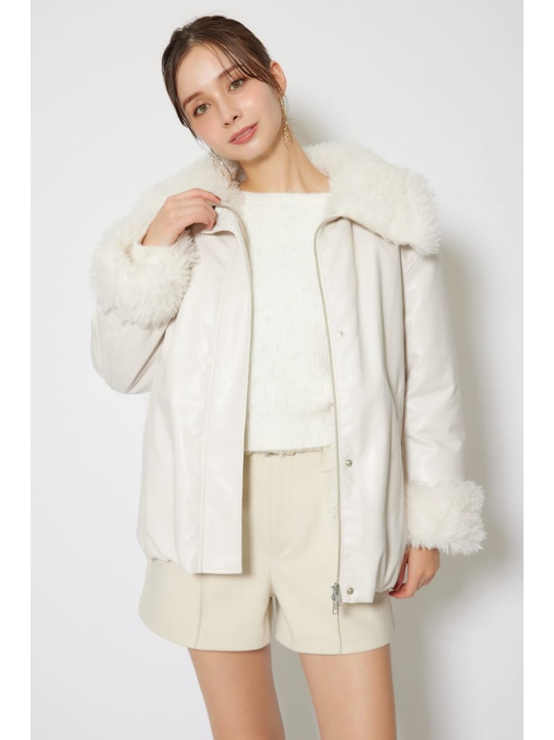 オーバールーズシルエットボンバージャケット rienda リエンダ ジャケット・アウター その他のジャケット・アウター ブラウン ホワイト【送料無料】[Rakuten Fashion]