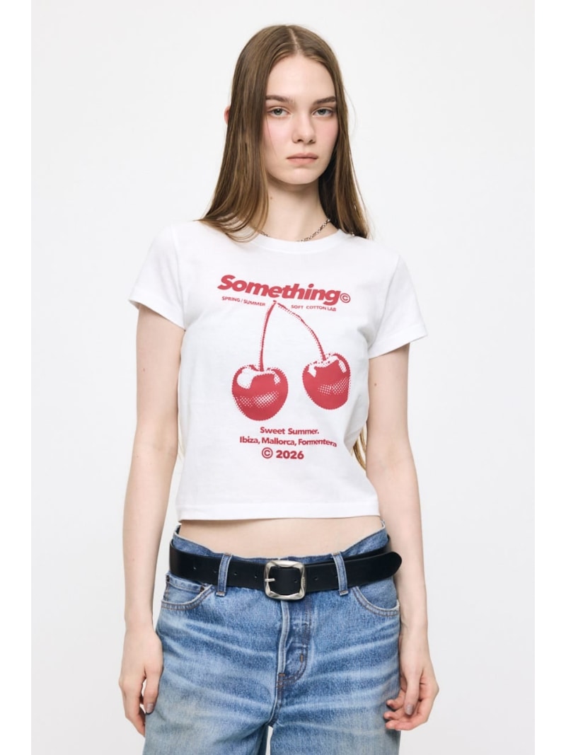 Rakuten - JN CHERRY TEE MOUSSY マウジー トップス カットソー・Tシャツ ブラウン ホワイト【送料無料】[Rakuten Fashion]