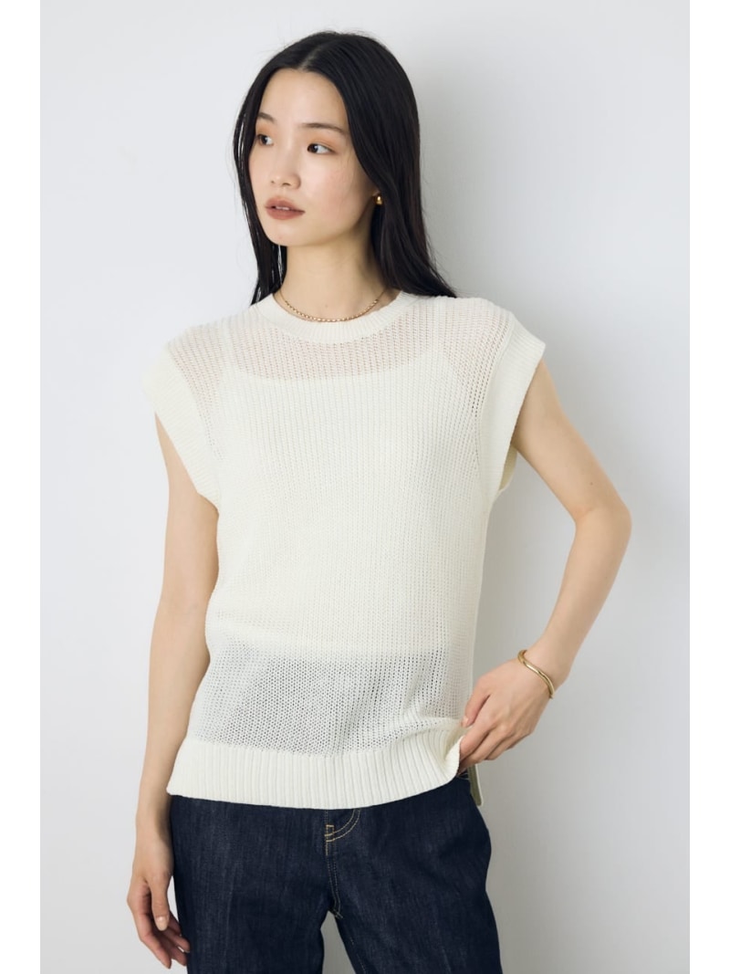 樂天商城 - 畔編みノースリーブニットトップス AZUL BY MOUSSY アズールバイマウジー トップス ノースリーブ・タンクトップ ブラウン レッド ホワイト ブラック[Rakuten Fashion]