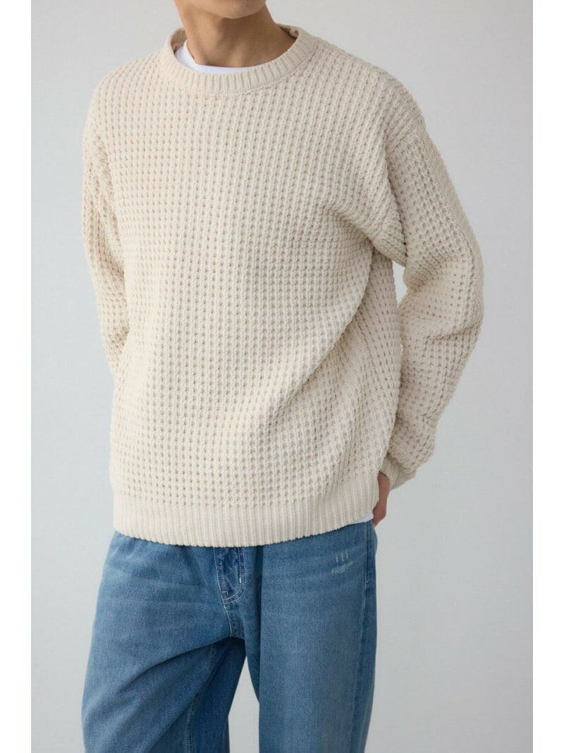 와플 뜨개질 매트 몰 니트 AZUL BY MOUSSY 아줄 바이 마우지 탑스 니트 블랙 그레이 [무료 배송] [Rakuten Fashion]