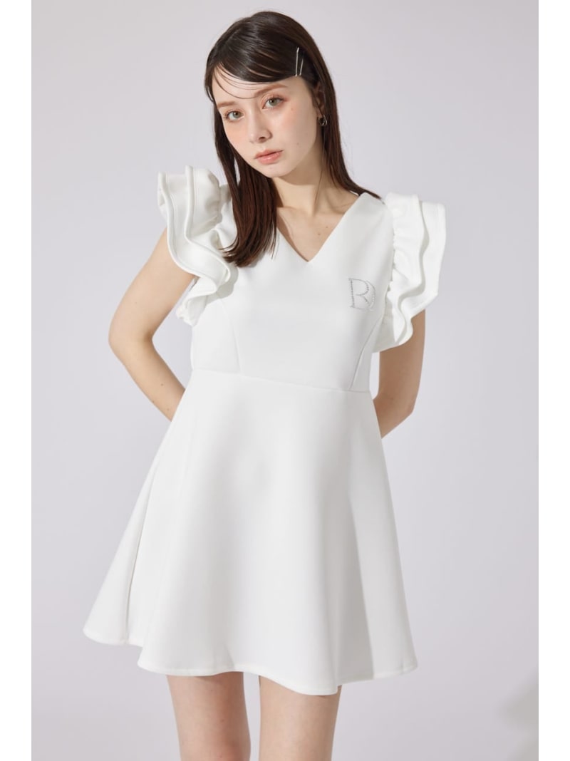 【SALE／60%OFF】RDショルダーフリルカットミニワンピース rienda リエンダ ワンピース・ドレス ワンピース ホワイト ブラック ブラウン【RBA_E】[Rakuten Fashion]