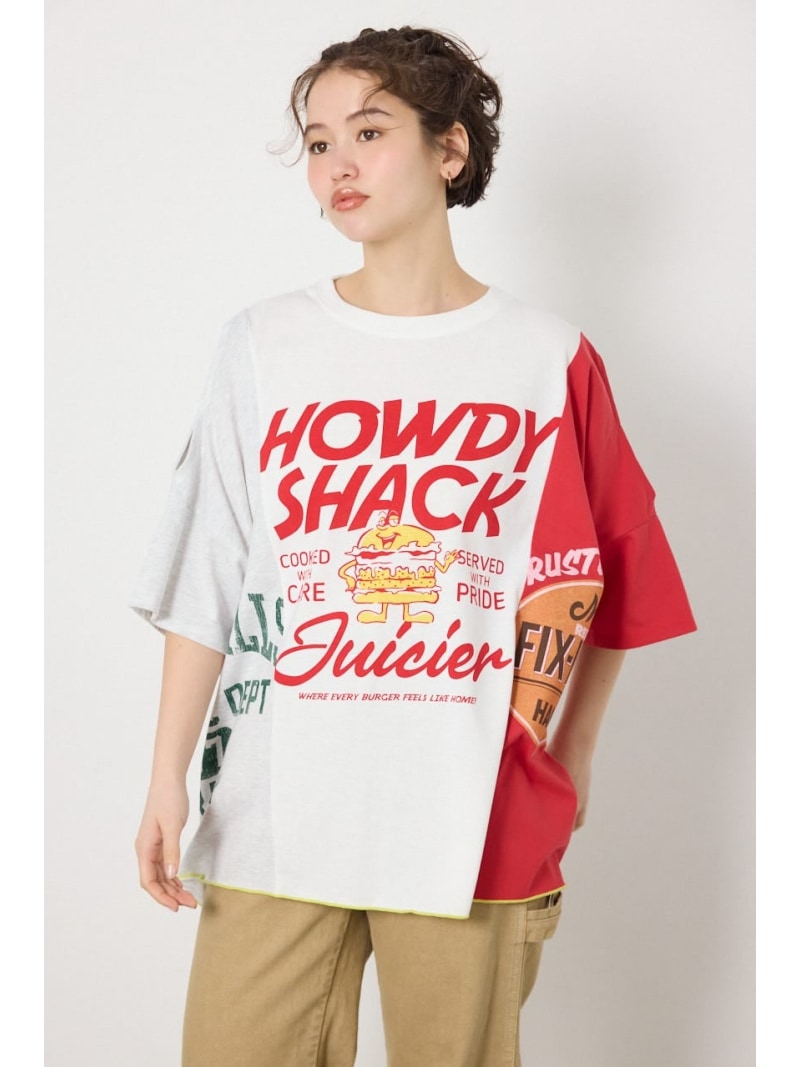 Rakuten - カスタムオープンショルダーTシャツ RODEO CROWNS WIDE BOWL ロデオクラウンズワイドボウル トップス カットソー・Tシャツ グレー ホワイト【送料無料】[Rakuten Fashion]
