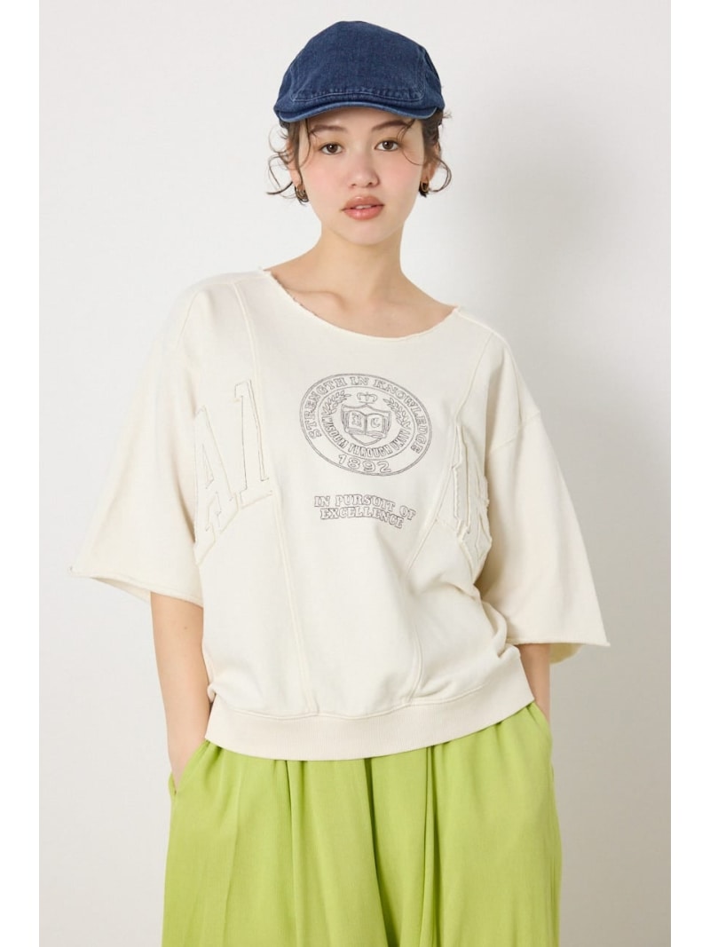 Rakuten - 切替カレッジ半袖スウェット RODEO CROWNS WIDE BOWL ロデオクラウンズワイドボウル トップス カットソー・Tシャツ ブラック イエロー ネイビー ホワイト【送料無料】[Rakuten Fashion]