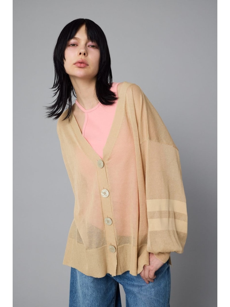 Rakuten - 【SALE／30%OFF】Sheer line cardigan HeRIN.CYE ヘリンドットサイ トップス カーディガン ベージュ レッド【RBA_E】【送料無料】[Rakuten Fashion]