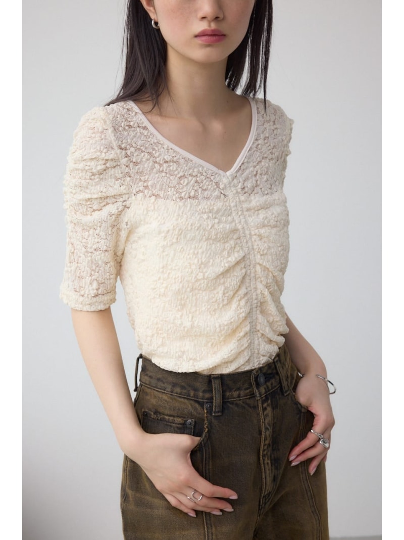 樂天商城 - 【SALE／50%OFF】2WAYギャザーレーストップス AZUL BY MOUSSY アズールバイマウジー トップス カットソー・Tシャツ ホワイト ブラック【RBA_E】[Rakuten Fashion]