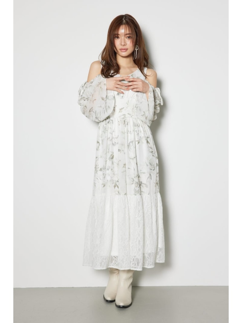 【SALE／50%OFF】2WAYレースドッキングフレアワンピース rienda リエンダ ワンピース・ドレス ワンピース ホワイト ブラック【RBA_E】【送料無料】[Rakuten Fashion]のサムネイル