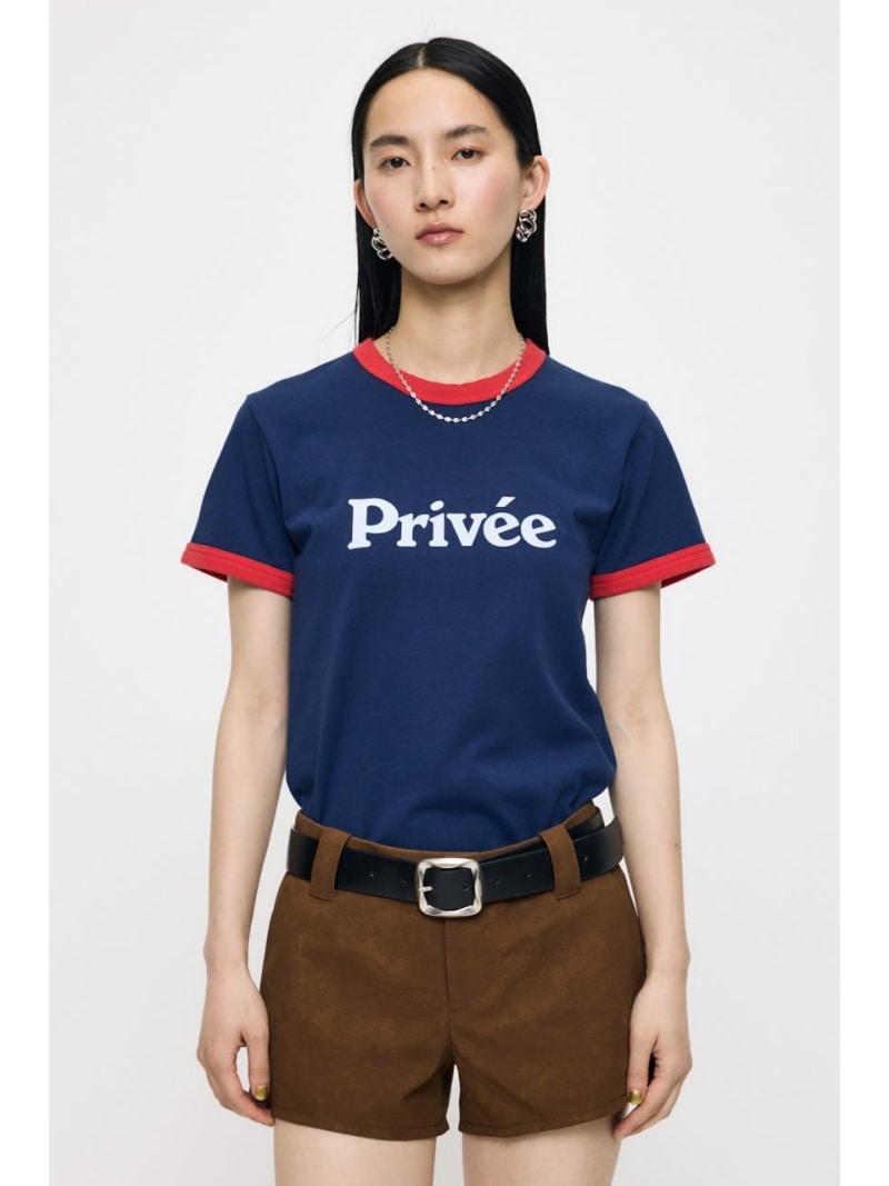 Rakuten - PRIVEE RINGER Tシャツ MOUSSY マウジー トップス カットソー・Tシャツ ネイビー【送料無料】[Rakuten Fashion]