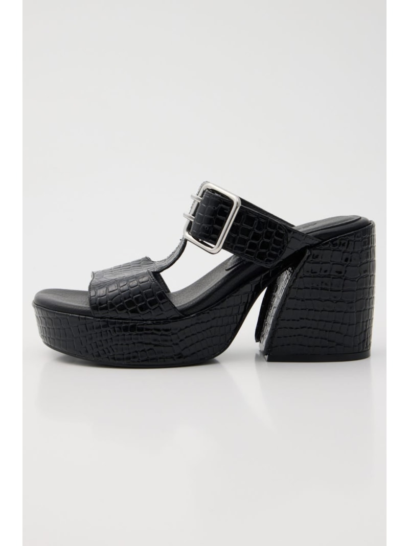 CROCO CHUNKY HEEL サンダル MOUSSY マウジー シューズ・靴 サンダル ベージュ ブラック【送料無料】[Rakuten Fashion]