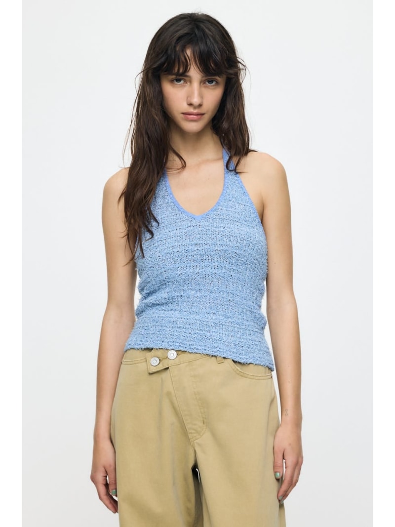 Rakuten - HALTER NECK KNIT キャミ MOUSSY マウジー トップス キャミソール ネイビー【送料無料】[Rakuten Fashion]