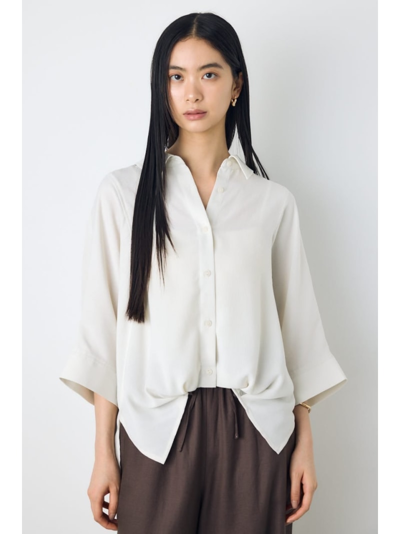 樂天商城 - 【接触冷感】楊柳タックヘムコクーンシャツ AZUL BY MOUSSY アズールバイマウジー トップス シャツ・ブラウス ブラック イエロー【送料無料】[Rakuten Fashion]