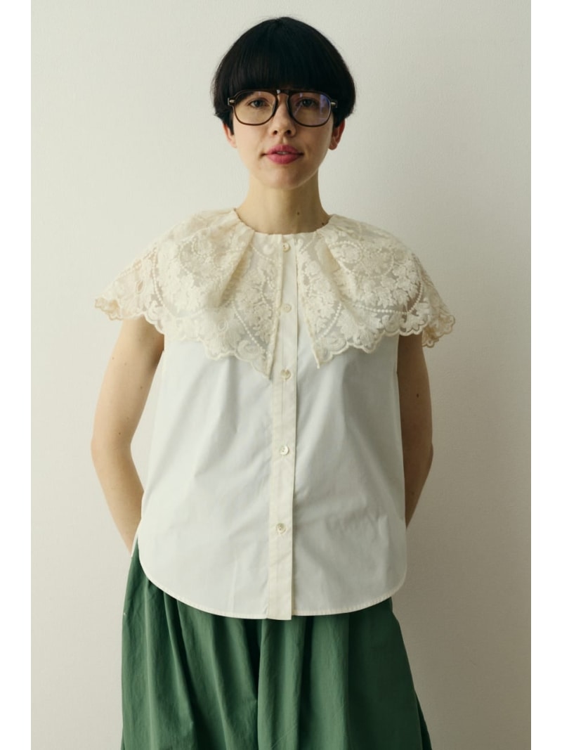 Rakuten - Lace cape blouse HeRIN.CYE ヘリンドットサイ トップス シャツ・ブラウス ブラック ホワイト【送料無料】[Rakuten Fashion]