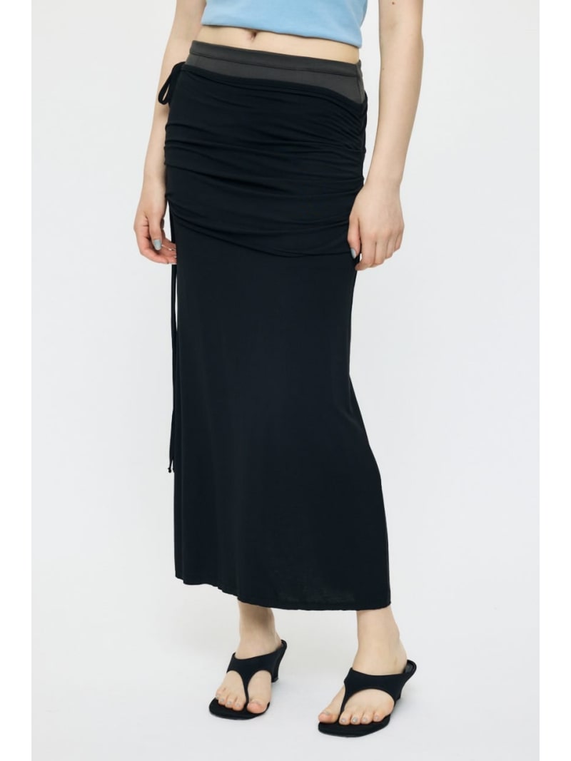 LAYER CUT MAXI スカート MOUSSY マウジー スカート ロング・マキシスカート ブラウン ブラック