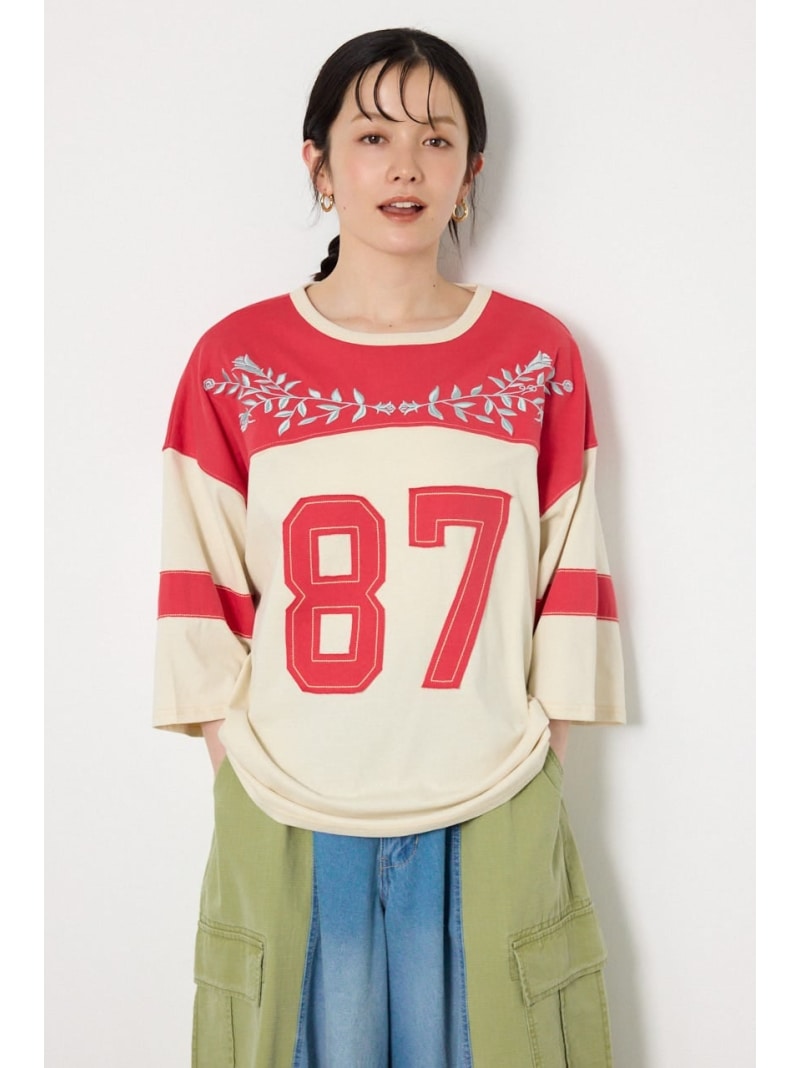 樂天商城 - エンブロイダリーユニフォームTシャツ RODEO CROWNS WIDE BOWL ロデオクラウンズワイドボウル トップス カットソー・Tシャツ ブラック ネイビー ホワイト【送料無料】[Rakuten Fashion]