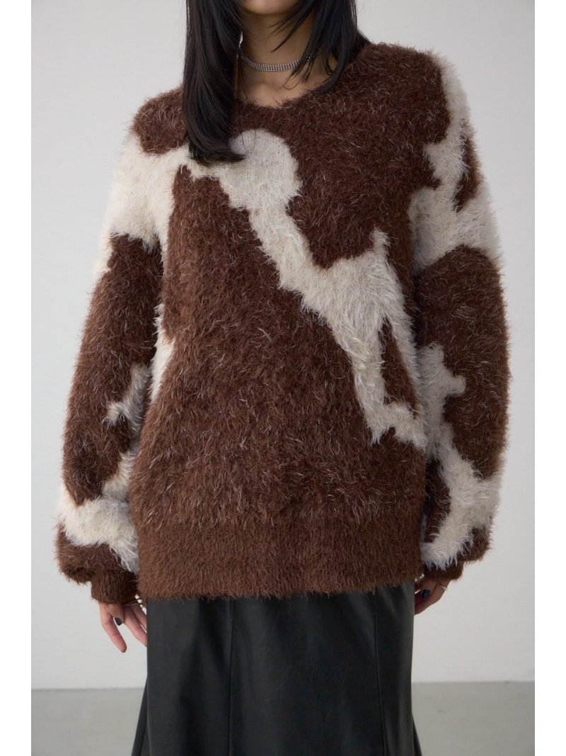 【SALE／30%OFF】ニュアンスカウ柄Vネ�