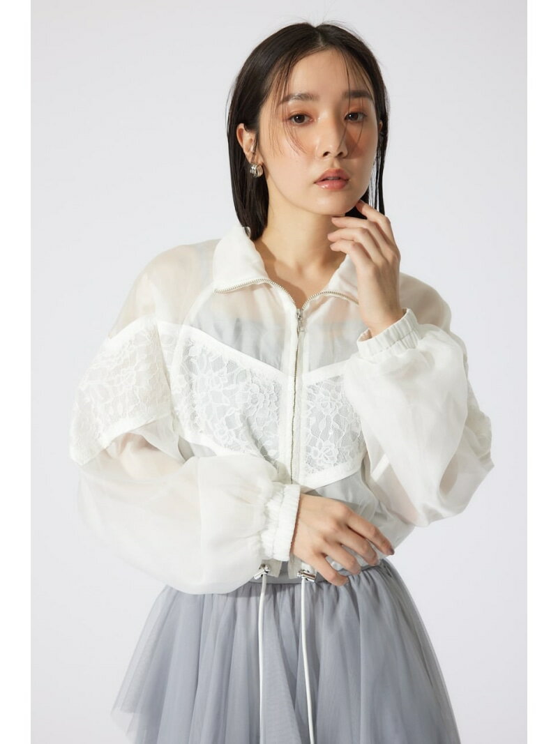 Rakuten - 【SALE／50%OFF】レースコンビシアーブルゾン rienda リエンダ ジャケット・アウター ブルゾン・ジャンパー ホワイト ブラック【RBA_E】【送料無料】[Rakuten Fashion]