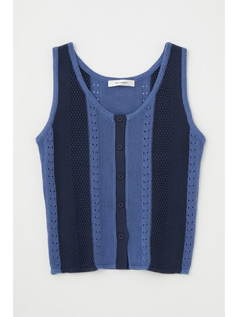 【SALE／50%OFF】FRONT BUTTON ニットタンク MOUSSY マウジー カットソー タンクトップ ブラック ブルー ホワイト【RBA_E】[Rakuten Fashion]