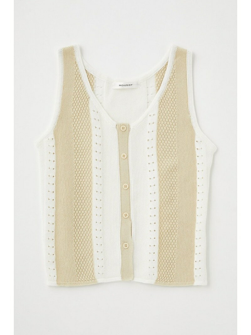 【SALE／50%OFF】FRONT BUTTON ニットタンク MOUSSY マウジー カットソー タンクトップ ブラック ブルー ホワイト【RBA_E】[Rakuten Fashion]