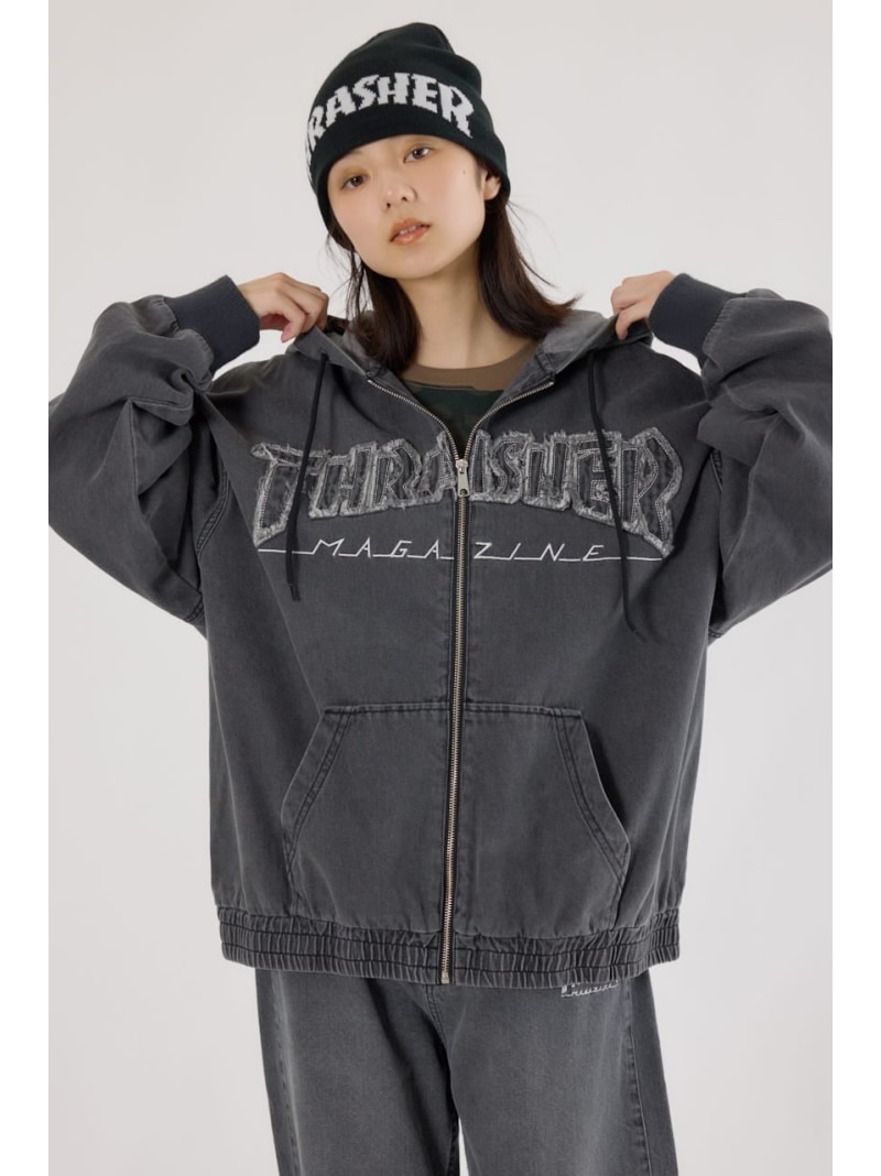 Rakuten - 【SALE／20%OFF】【UNISEX】(THRASHER) デニムフードブルゾン RODEO CROWNS WIDE BOWL ロデオクラウンズワイドボウル ジャケット・アウター ブルゾン・ジャンパー ブラウン ブラック【RBA_E】【送料無料】[Rakuten Fashion]