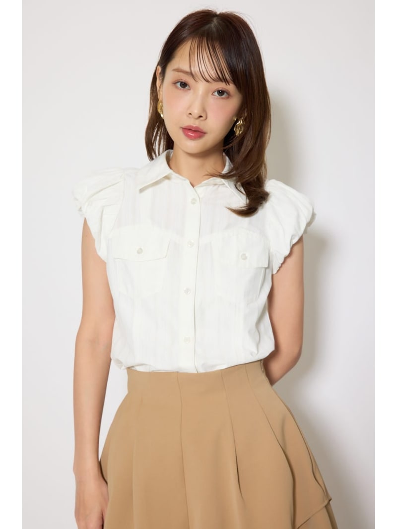 【AKB48着用アイテム】バルーンスリーブポケットブラウス rienda リエンダ トップス シャツ・ブラウス ホワイト カーキグリーン イエロー【送料無料】[Rakuten Fashion]