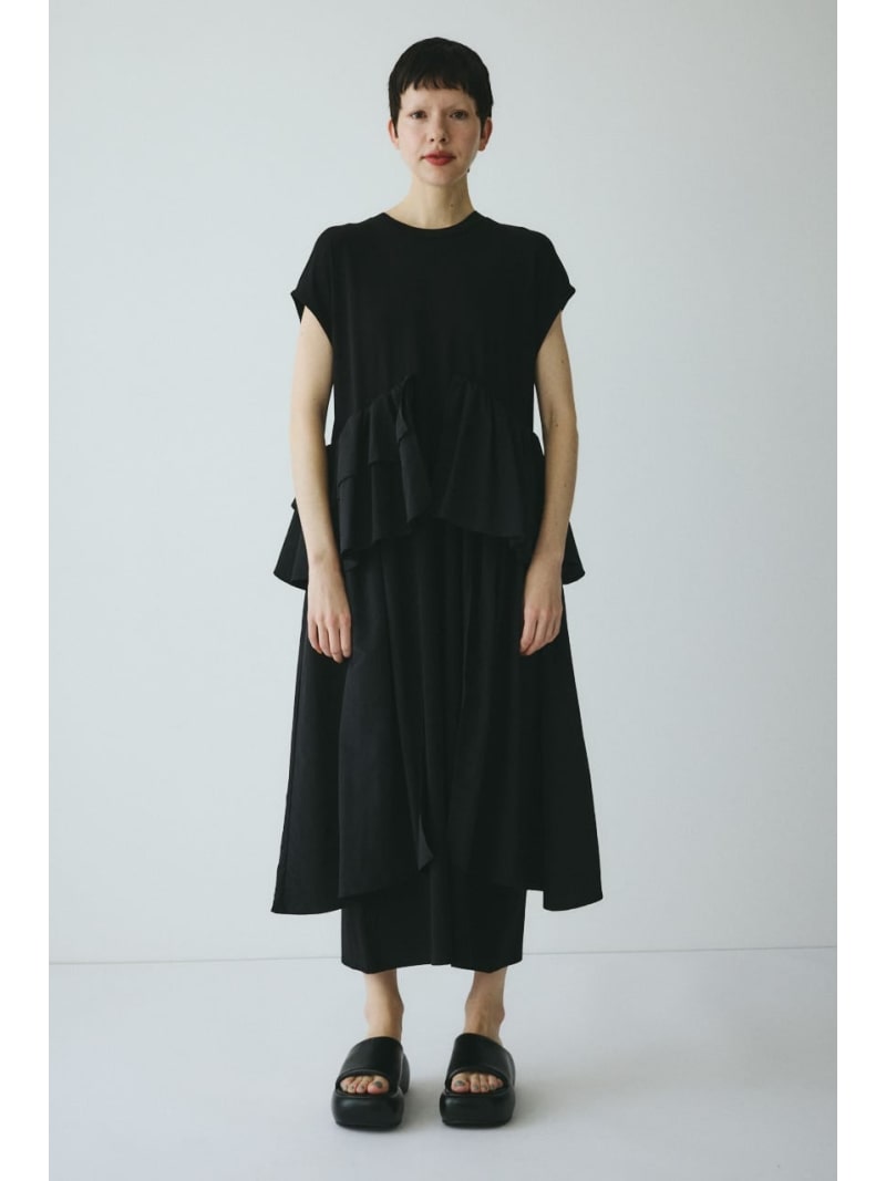 Side frill pante dress HeRIN.CYE ヘリンドットサイ ワンピース・ドレス ワンピース ブラック ネイビー【送料無料】[Rakuten Fashion]