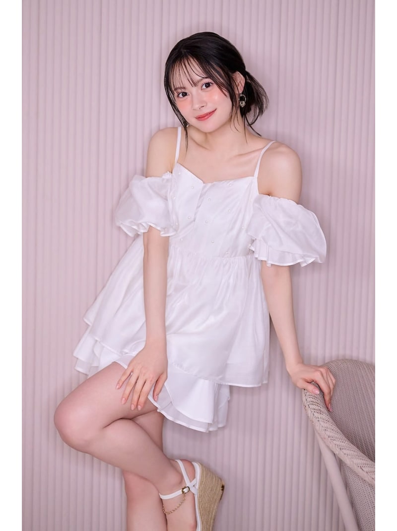 【AKB48 伊藤百花さん着用アイテム】レイヤードパターンジャストウエストスコートショートパンツ rienda リエンダ パンツ その他のパンツ ホワイト ベージュ ブラック【送料無料】[Rakuten Fashion]