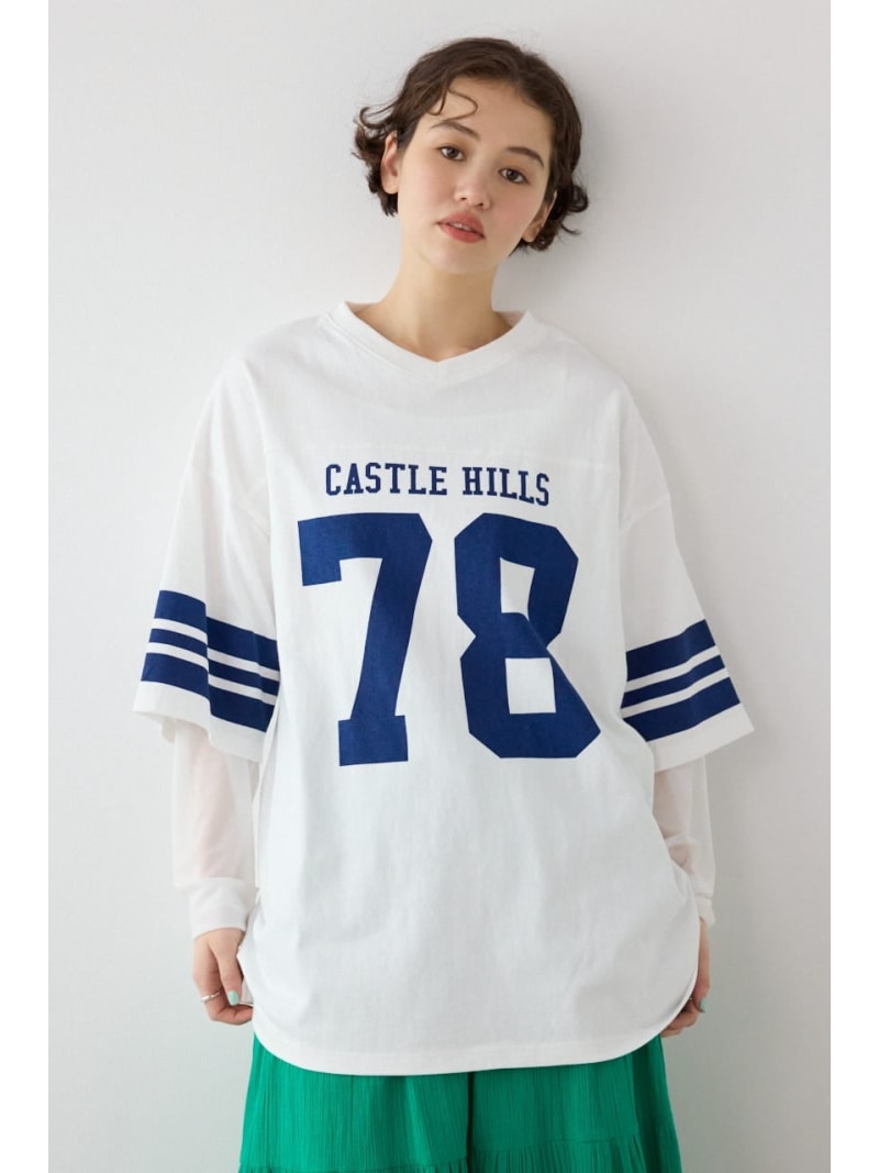 【SALE／10%OFF】チュールレイヤードナンバートップス RODEO CROWNS WIDE BOWL ロデオクラウンズワイドボウル トップス カットソー・Tシャツ ホワイト ブラック ピンク【RBA_E】【送料無料】[Rakuten Fashion]