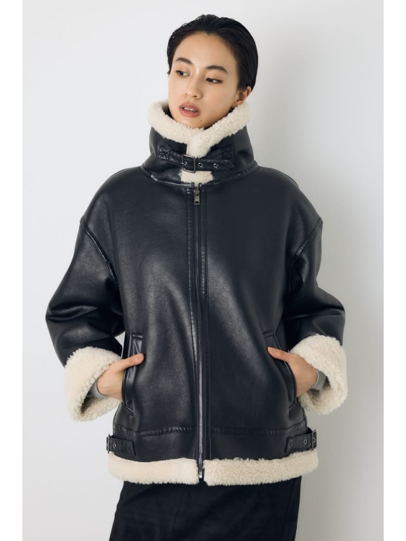 【着丈バリエ】フェイクムートンB-3ブルゾン AZUL BY MOUSSY アズールバイマウジー ジャケット・アウター ブルゾン・ジャンパー ベージュ ブラック カーキグリーン【送料無料】[Rakuten Fashion]