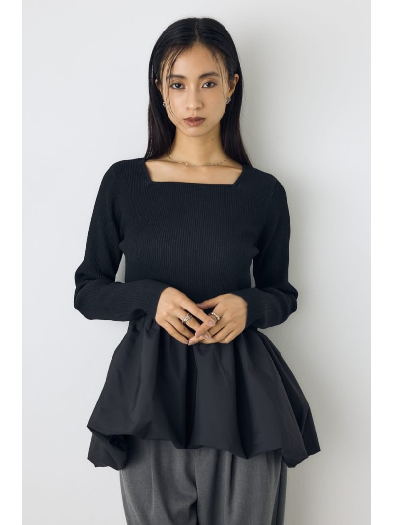 バルーンドッキングニットトップス AZUL BY MOUSSY アズールバイマウジー トップス ニット ブラック グレー【送料無料】[Rakuten Fashion]
