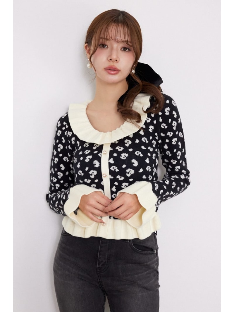 フリルカラーニットトップス rienda リエンダ トップス ニット ブラック ピンク グレー【送料無料】[Rakuten Fashion]