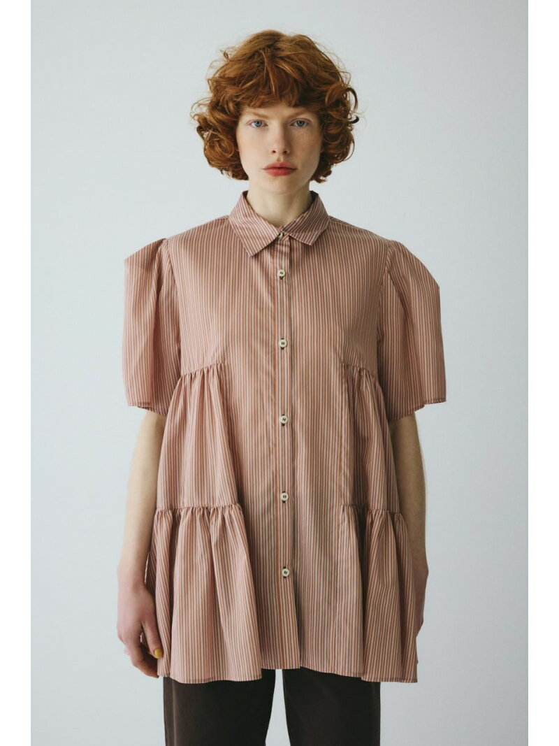 Rakuten - Side gather A line shirt HeRIN.CYE ヘリンドットサイ トップス シャツ・ブラウス ベージュ レッド【送料無料】[Rakuten Fashion]