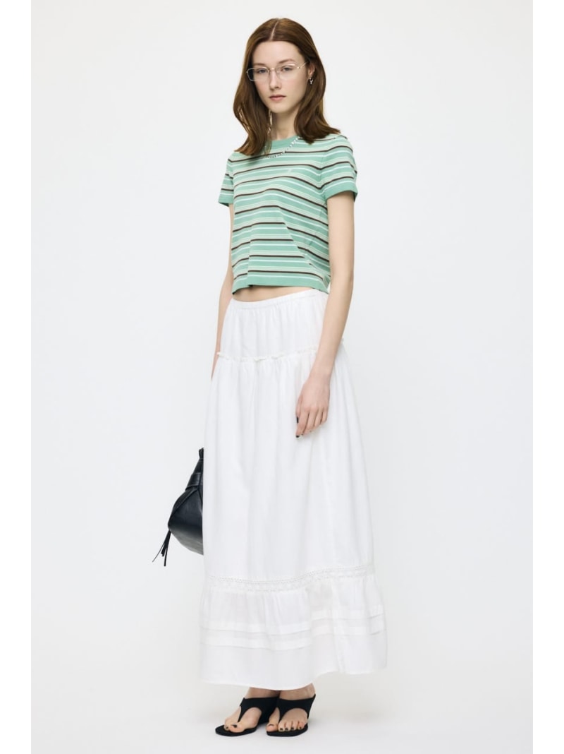 PIN TUCK MAXI スカート MOUSSY マウジー スカート ロング・マキシスカート ブラック ホワイト【送料無料】[Rakuten Fashion]
