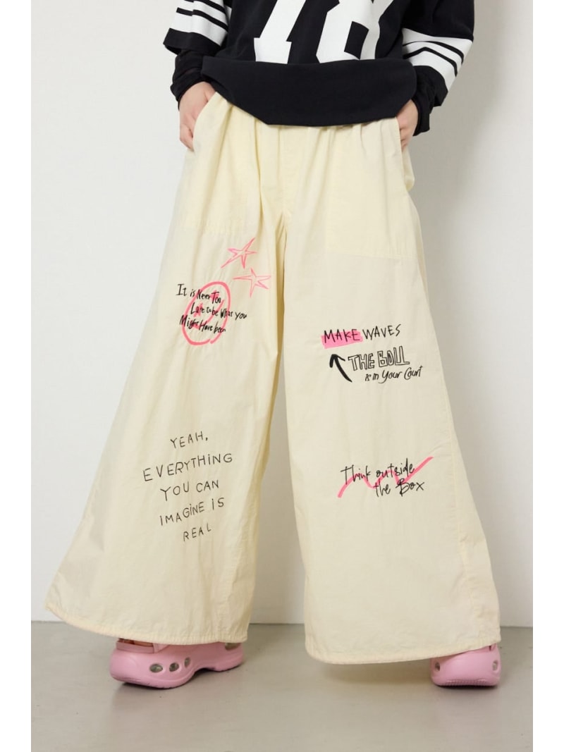 Rakuten - ラクガキパラシュートパンツ RODEO CROWNS WIDE BOWL ロデオクラウンズワイドボウル パンツ その他のパンツ カーキグリーン ブラック【送料無料】[Rakuten Fashion]