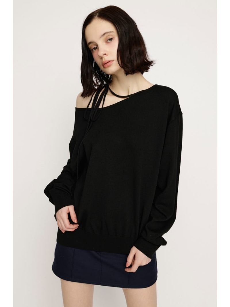 【SALE／20%OFF】ASYMMETRY NECK LOOSE トップス SLY スライ トップス ニット グレー ピンク ブラック【RBA_E】【送料無料】[Rakuten Fashion]