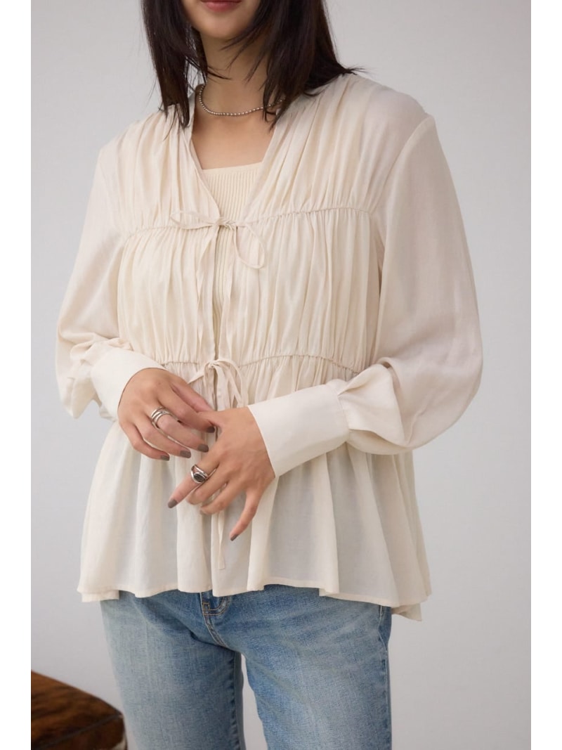 樂天商城 - 【SALE／50%OFF】フロントリボン長袖シャツカーディガン AZUL BY MOUSSY アズールバイマウジー トップス カーディガン ブラウン ブラック【RBA_E】[Rakuten Fashion]