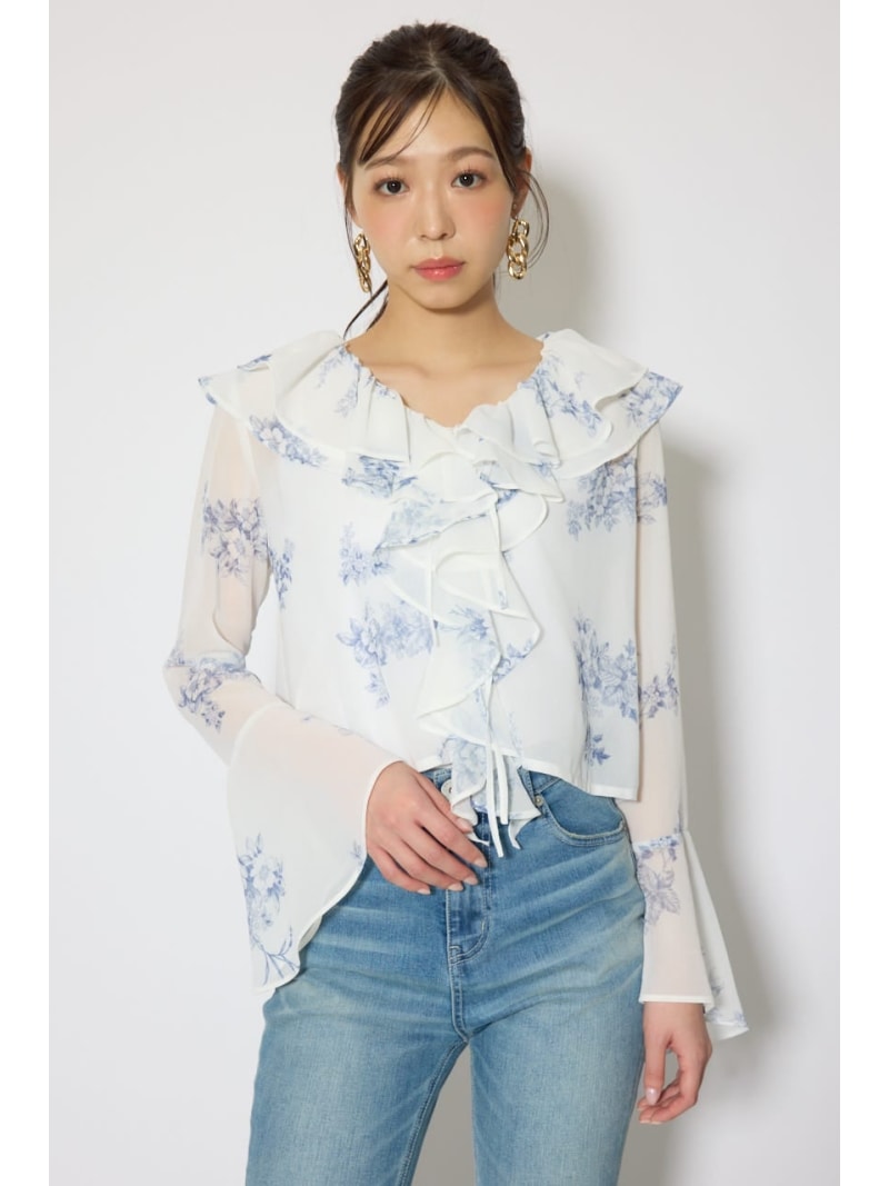 Rakuten - フリルカラートップス rienda リエンダ トップス シャツ・ブラウス ピンク ホワイト【送料無料】[Rakuten Fashion]