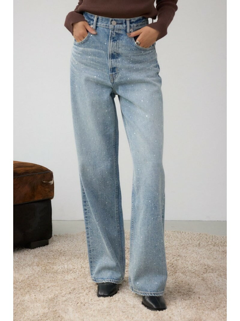 AZUL DENIM ラインストーンワイドデニ