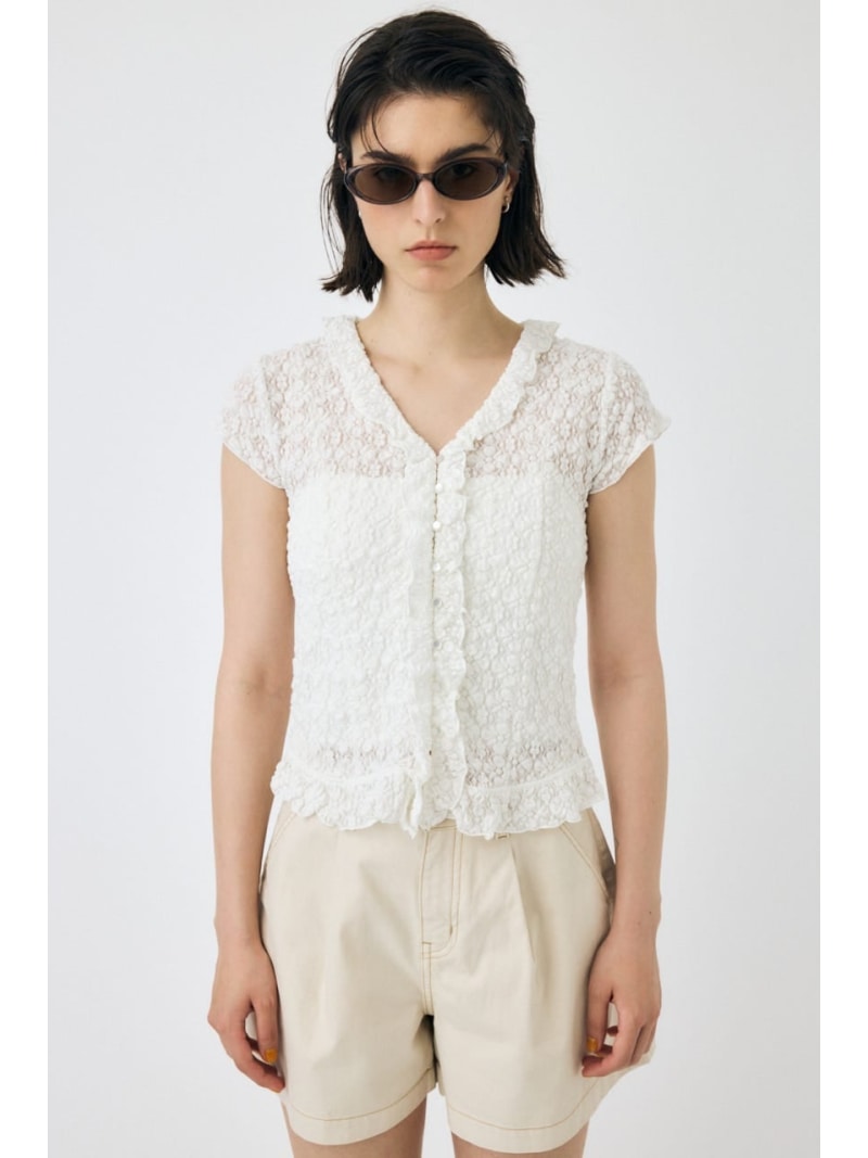 【SALE／40%OFF】RUFFLE LACE ノースリーブトップス MOUSSY マウジー トップス カットソー・Tシャツ ホワイト カーキグリーン ブラック【RBA_E】【送料無料】[Rakuten Fashion]