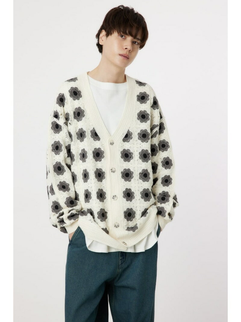 クロシェフラワーニットカーデ RODEO CROWNS WIDE BOWL ロデオクラウンズワイドボウル トップス カーディガン ホワイト ブラック ネイビー【送料無料】[Rakuten Fashion]のサムネイル