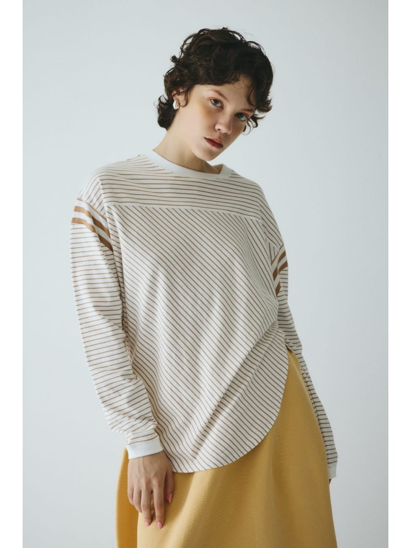 樂天商城 - 【SALE／20%OFF】Design border tops HeRIN.CYE ヘリンドットサイ トップス カットソー・Tシャツ ベージュ レッド【RBA_E】【送料無料】[Rakuten Fashion]